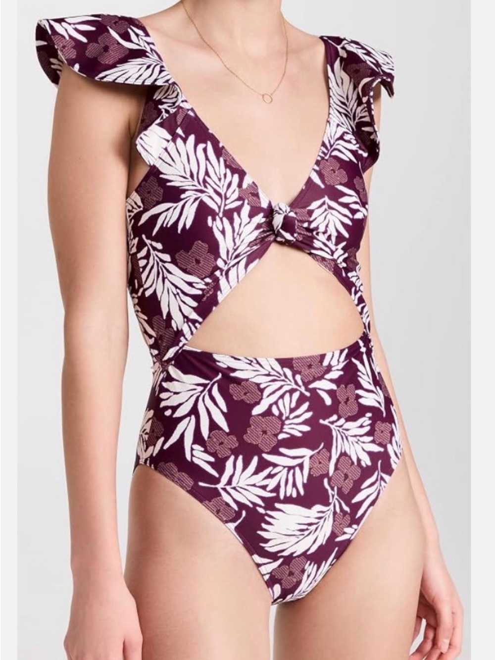 NWOT Tanya Taylor Plum Floral Cutout One-Piece Swimsuit